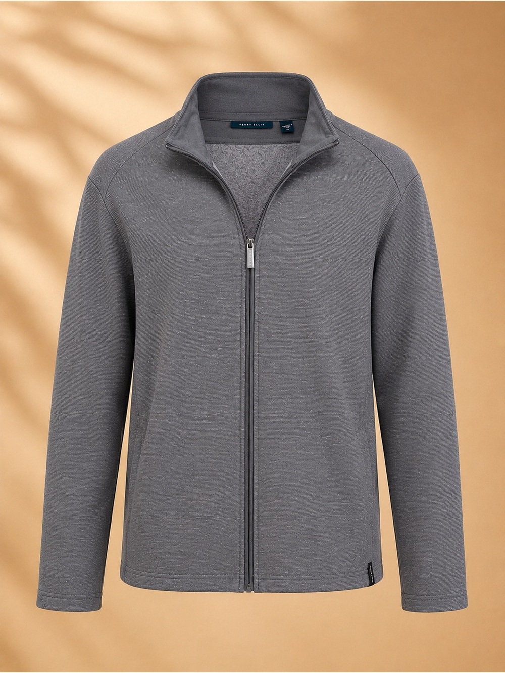 Perry Ellis Men’s Large Cotton Blend Gray Zip Up With Pockets Lightweight Jacket